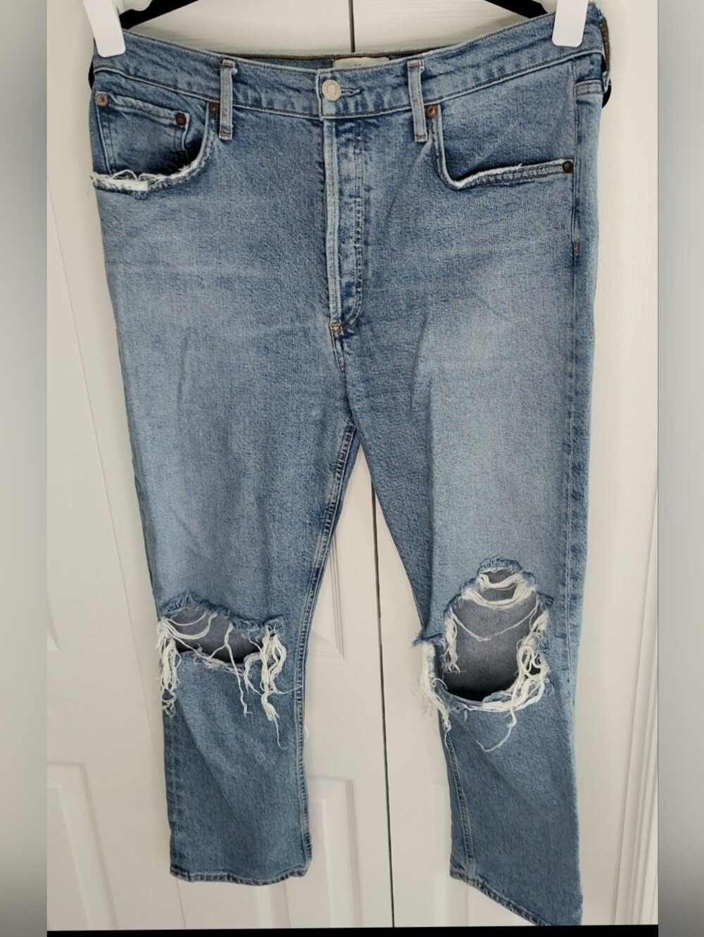 AGOLDE Riley Jeans, Size 30, Blue Denim, Distressed